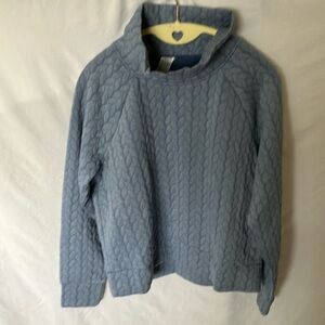 RBX: Blue Quilted Long Sleeve Top- Cowl Neck- M